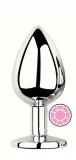 ANAL PLUG SILVER ROUND PINK M