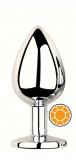 ANAL PLUG SILVER ROUND ORANGE M