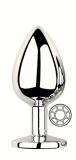 ANAL PLUG SILVER ROUND CLEAR M